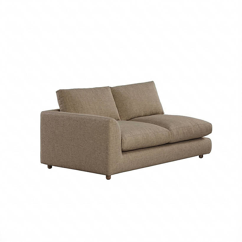 Sofa Plume 2’li Tek Kollu Sol Köşe Modül 180 x 97 cm | Plainfry Kumaş - Kahve Keten - 