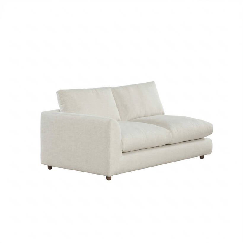 Sofa Plume 2’li Tek Kollu Sol Köşe Modül 180 x 97 cm | Plainfry Kumaş - Beyaz Keten - 