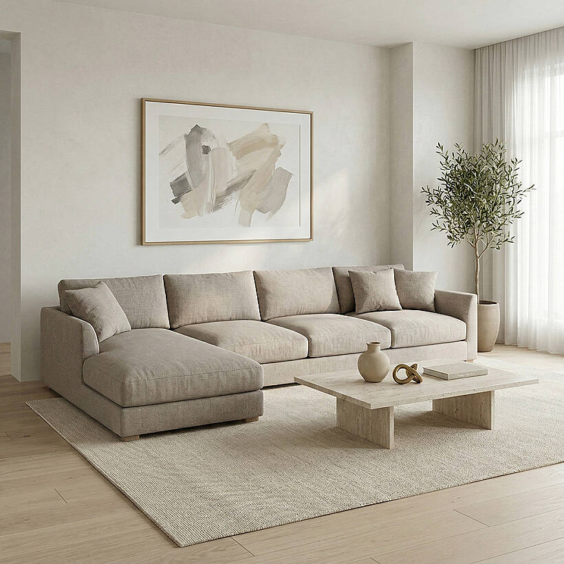 Sofa Plume 2’li Tek Kollu Sol Köşe Modül 180 x 97 cm | Space Kumaş - Gri - 