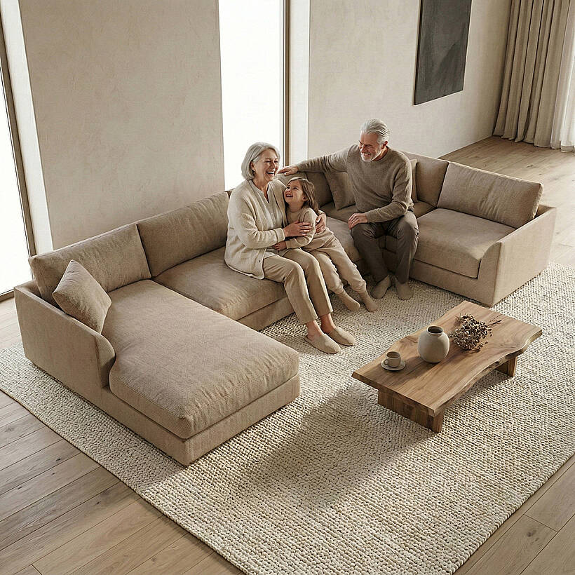 Sofa Plume Ara Modül 83 x 97 cm | Plainfry Kumaş - Kahve Keten - 
