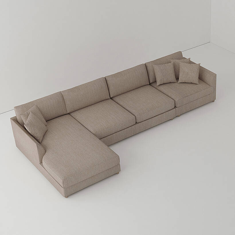 Sofa Plume Ara Modül 83 x 97 cm | Plainfry Kumaş - Kahve Keten - 