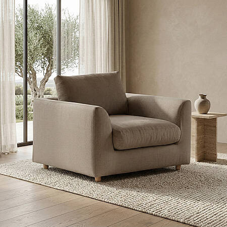 Sofa Plume Berjer 100 x 97 cm | Plainfry Kumaş - Kahve Keten 