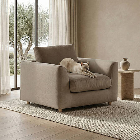 Sofa Plume Berjer 100 x 97 cm | Plainfry Kumaş - Kahve Keten - 2
