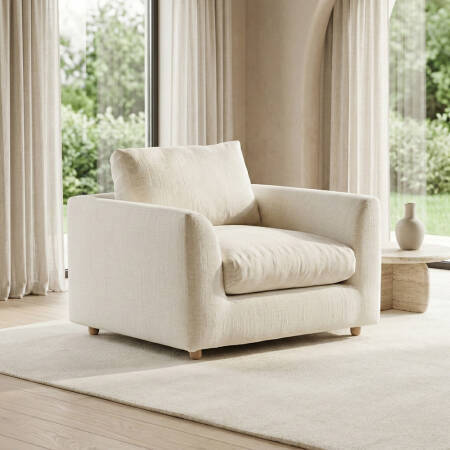 Sofa Plume Berjer 100 x 97 cm | Plainfry Kumaş - Beyaz Keten 