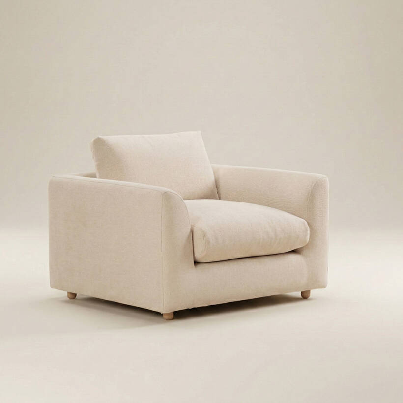 Sofa Plume Berjer 100 x 97 cm | Plainfry Kumaş - Beyaz Keten - 