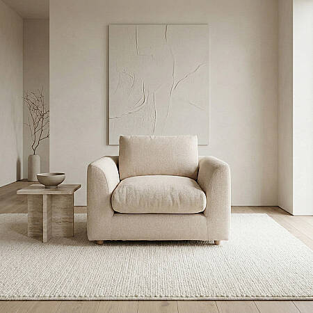 Sofa Plume Berjer 100 x 97 cm | Plainfry Kumaş - Krem Dokulu 