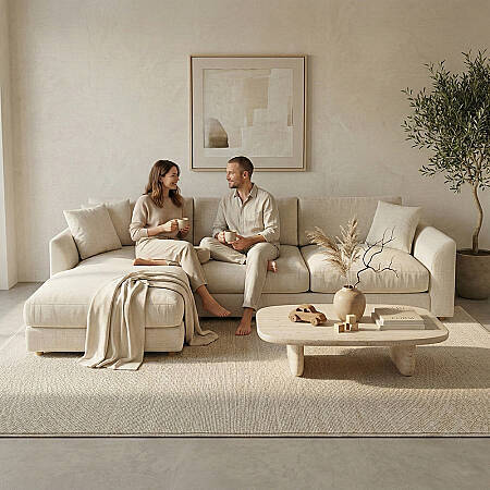 Sofa Plume Berjer 100 x 97 cm | Plainfry Kumaş - Krem Dokulu - 3