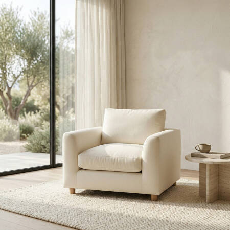 Sofa Plume Berjer 100 x 97 cm | Space Kumaş - Beyaz Dokulu 