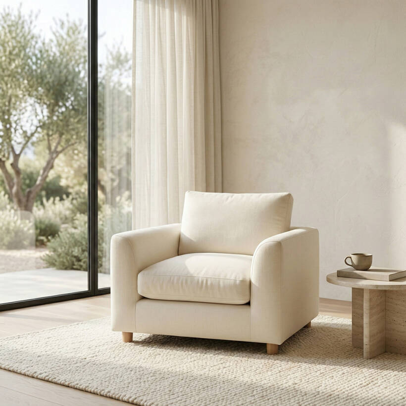 Sofa Plume Berjer 100 x 97 cm | Space Kumaş - Beyaz Dokulu - 