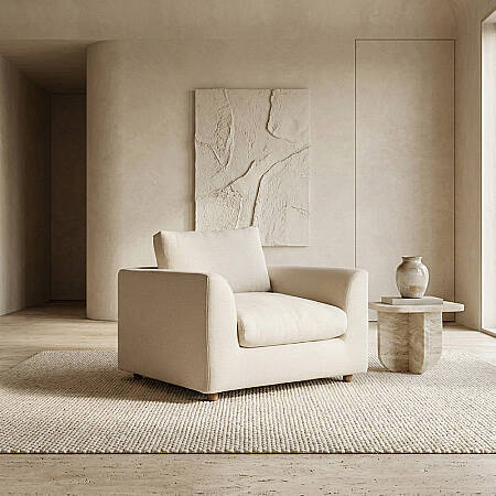 Sofa Plume Berjer 100 x 97 cm | Space Kumaş - Krem 