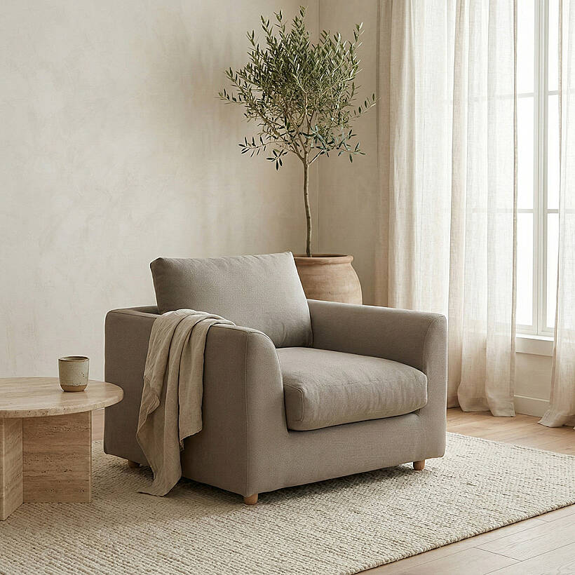 Sofa Plume Berjer 100 x 97 cm | Space Kumaş - Gri - 
