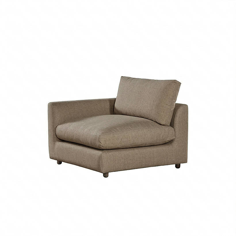 Sofa Plume Kollu Sağ Köşe Modül 98 x 97 cm | Plainfry Kumaş - Kahve Keten - 