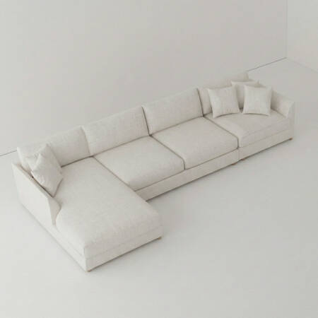 Sofa Plume Kollu Sağ Köşe Modül 98 x 97 cm | Plainfry Kumaş - Beyaz Keten - 2