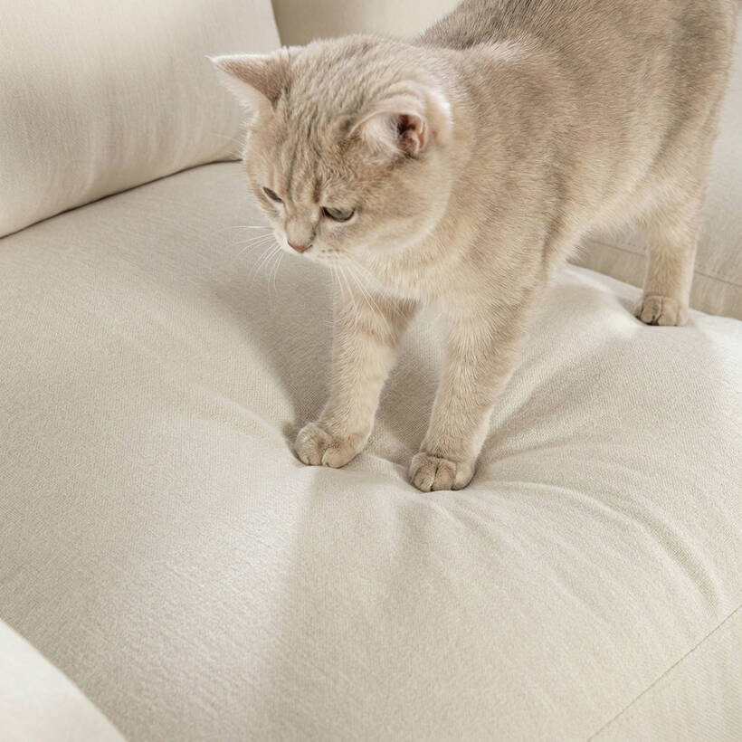 Sofa Plume Kollu Sağ Köşe Modül 98 x 97 cm | Plainfry Kumaş - Beyaz Keten - 