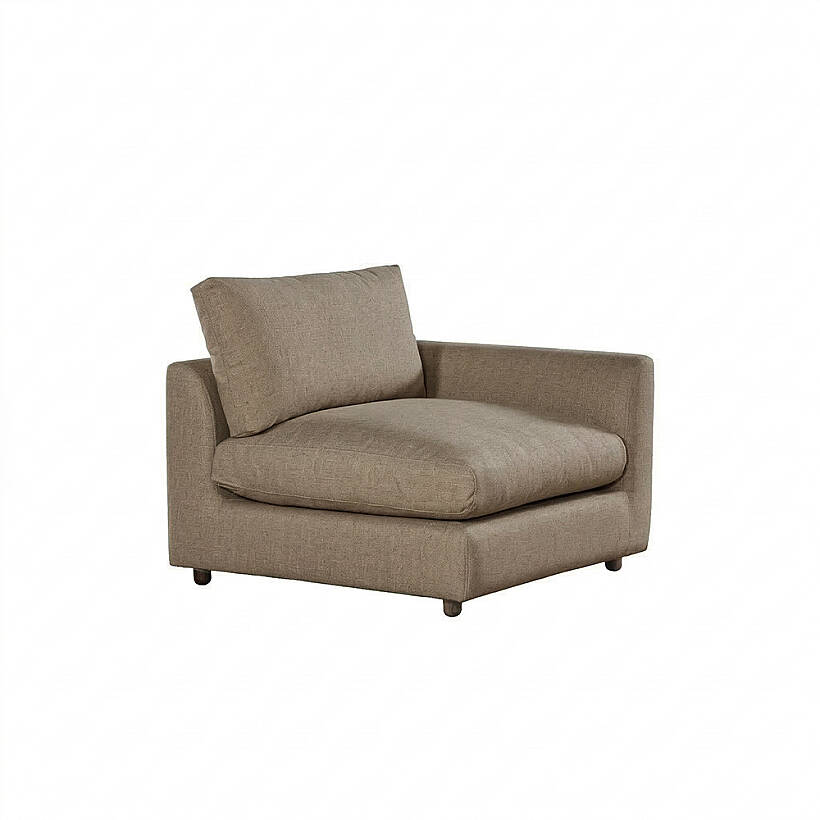 Sofa Plume Kollu Sol Köşe Modül 98 x 97 cm | Plainfry Kumaş - Kahve Keten - 