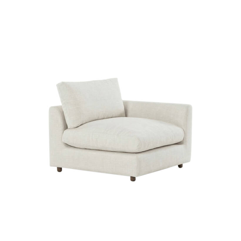 Sofa Plume Kollu Sol Köşe Modül 98 x 97 cm | Plainfry Kumaş - Beyaz Keten - 