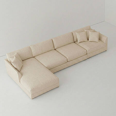 Sofa Plume Kollu Sol Köşe Modül 98 x 97 cm | Plainfry Kumaş - Krem Dokulu - 2