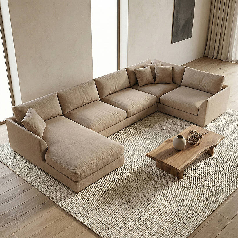 Sofa Plume Köşe Modül 98 x 97 cm | Plainfry Kumaş - Kahve Keten - 
