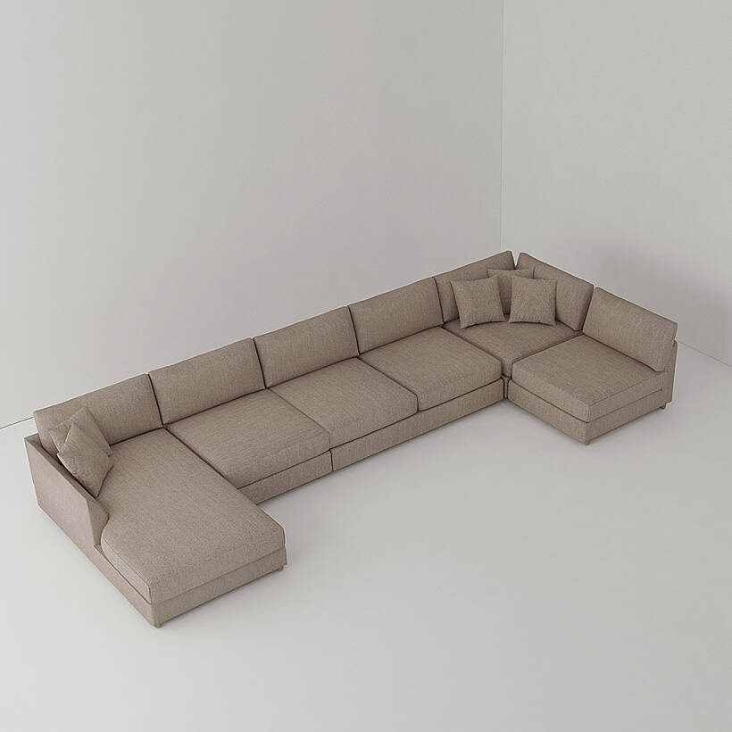 Sofa Plume Köşe Modül 98 x 97 cm | Plainfry Kumaş - Kahve Keten - 