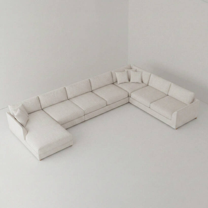 Sofa Plume Köşe Modül 98 x 97 cm | Plainfry Kumaş - Beyaz Keten - 