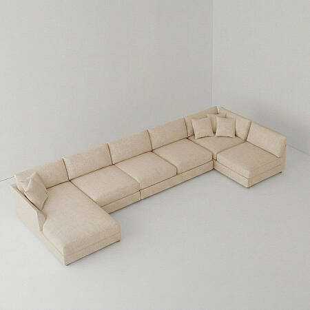 Sofa Plume Köşe Modül 98 x 97 cm | Plainfry Kumaş - Krem Dokulu - 2