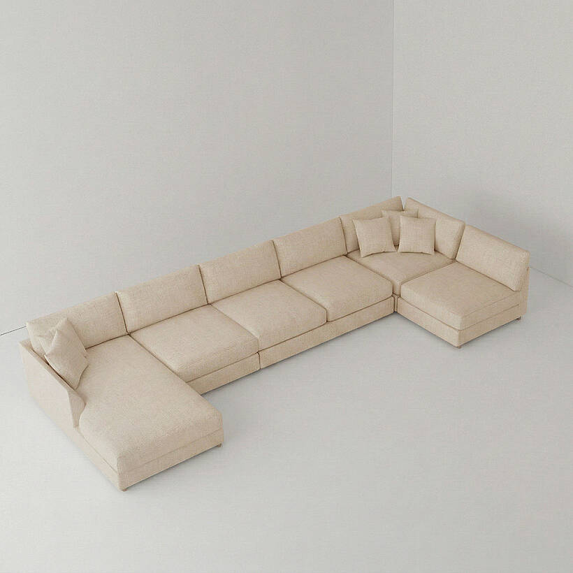 Sofa Plume Köşe Modül 98 x 97 cm | Plainfry Kumaş - Krem Dokulu - 