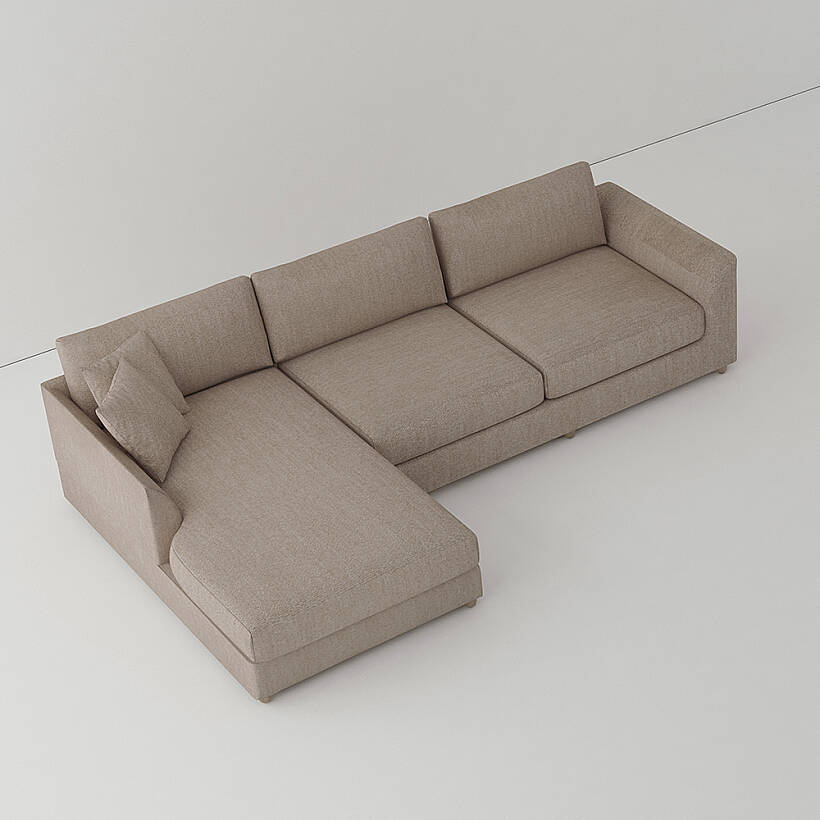 Sofa Plume Relax Sağ Köşe Modül 98 x 170 cm | Plainfry Kumaş - Kahve Keten - 