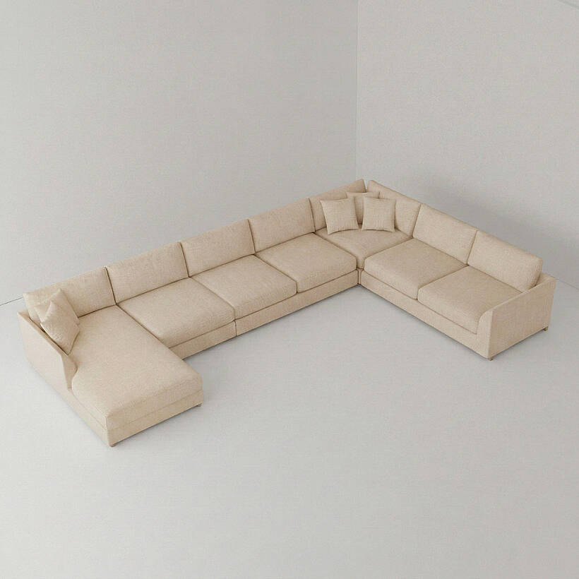 Sofa Plume Relax Sağ Köşe Modül 98 x 170 cm | Plainfry Kumaş - Krem Dokulu - 