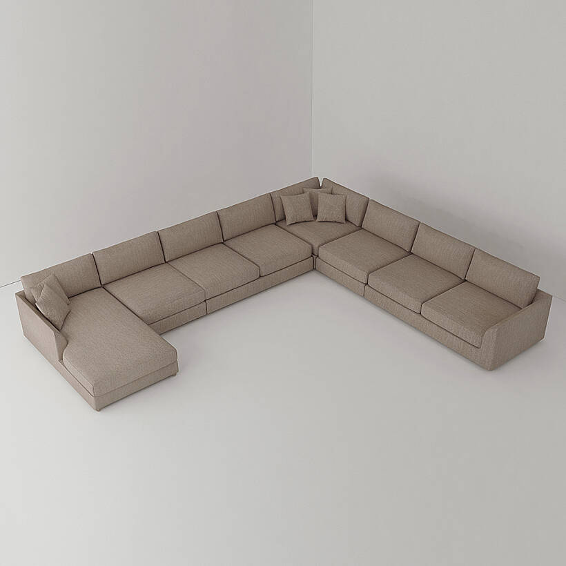 Sofa Plume Relax Sol Köşe Modül 98 x 170 cm | Plainfry Kumaş - Kahve Keten - 