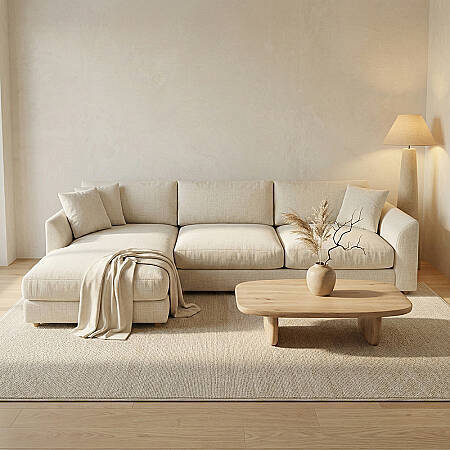 Sofa Plume Relax Sol Köşe Modül 98 x 170 cm | Plainfry Kumaş - Krem Dokulu - 3