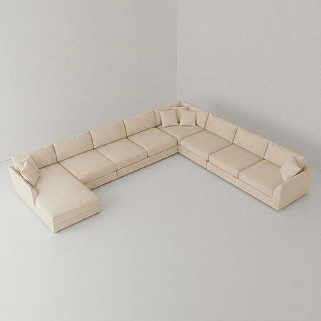 Sofa Plume Relax Sol Köşe Modül 98 x 170 cm | Plainfry Kumaş - Krem Dokulu - 2