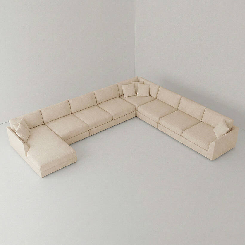 Sofa Plume Relax Sol Köşe Modül 98 x 170 cm | Plainfry Kumaş - Krem Dokulu - 