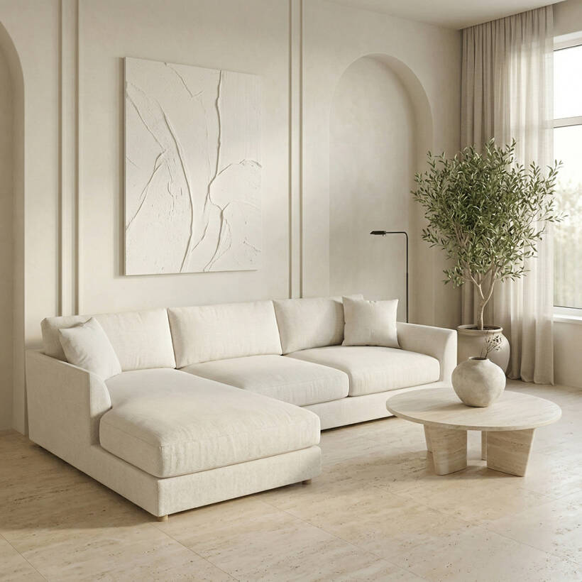 Sofa Plume Relax Sol Köşe Modül 98 x 170 cm | Space Kumaş - Beyaz Dokulu - 