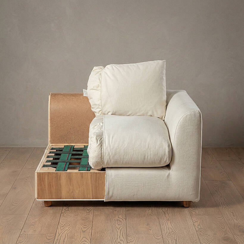Sofa Plume Relax Sol Köşe Modül 98 x 170 cm | Space Kumaş - Krem - 