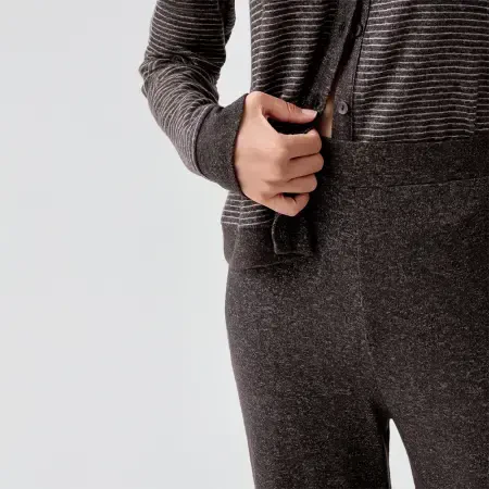 Softnest Uzun Kollu Yumuşak Dokulu Viskoz Pijama Takımı - Kahve/S - 3