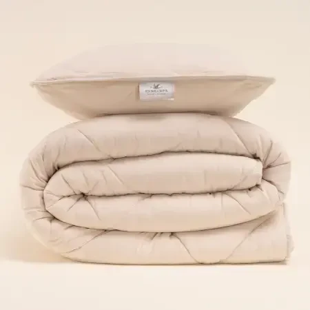 Microfiber Kumaş Tek Kişilik Krem Yastık Yorgan Seti - Colors in Comfort - 2
