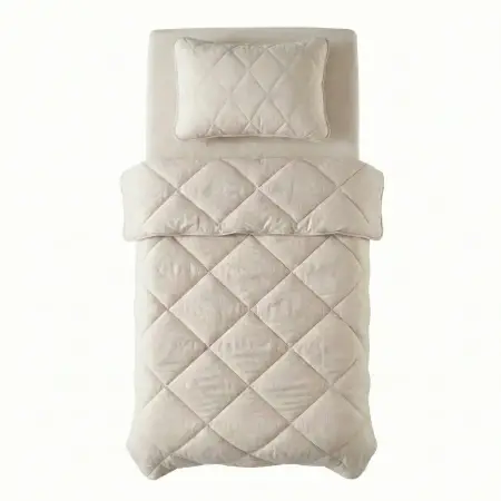 Microfiber Kumaş Tek Kişilik Krem Yastık Yorgan Seti - Colors in Comfort - 2