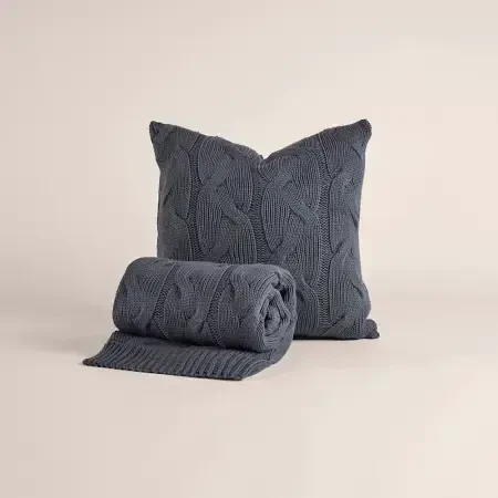 Triko Kırlent Kılıfı Füme 45x45 cm - Cabella Serisi - 4