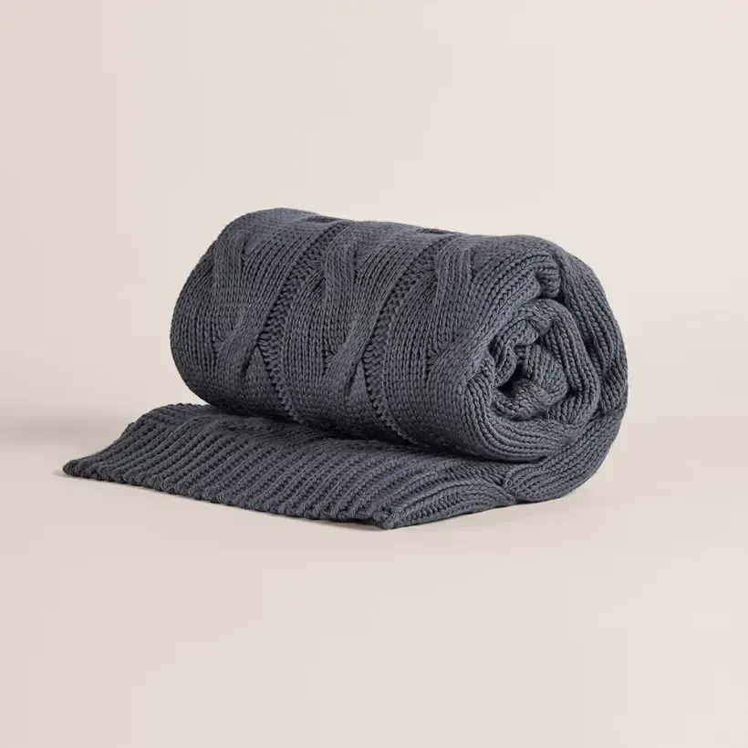 Triko Tv Battaniyesi Throw Füme Koltuk Şalı 90x200 cm - Cabella Serisi - PENELOPE