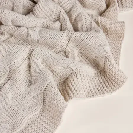 Triko Tv Battaniyesi Throw Krem Koltuk Şalı 90x200 cm - Cabella Serisi - PENELOPE (1)