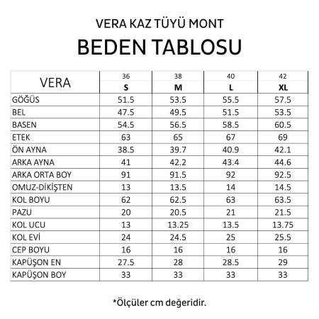 %100 Kaz Tüyü Mont Haki L - Vera Koleksiyonu - 7