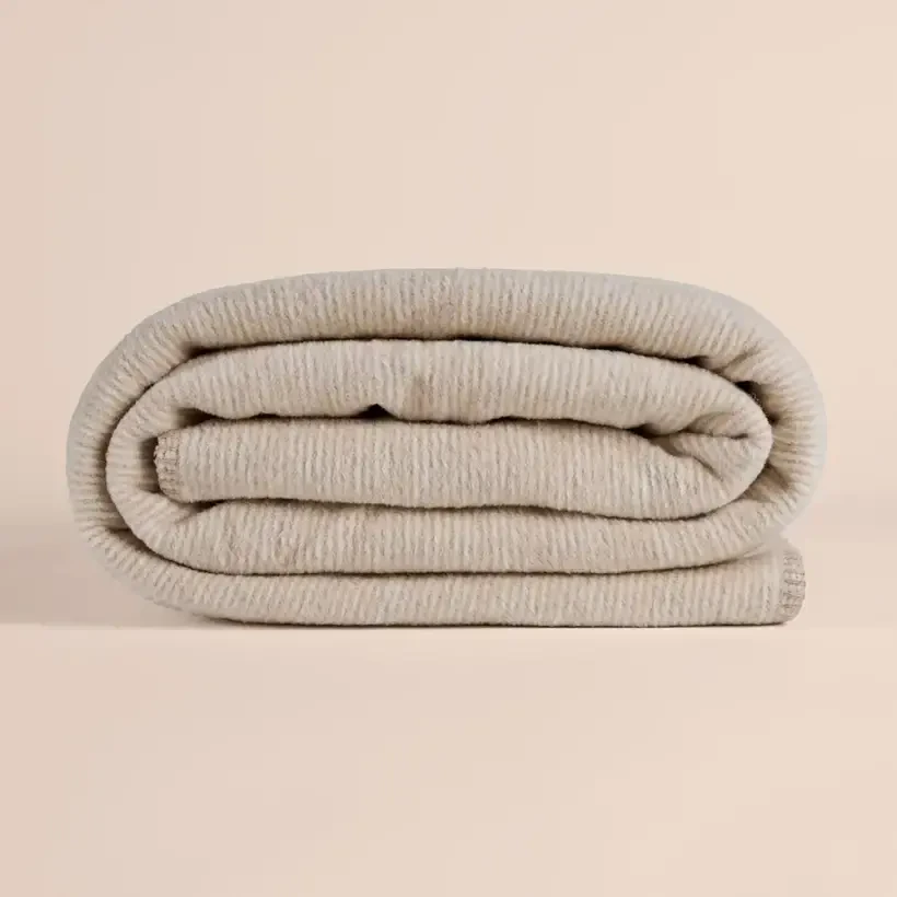 Verso Pamuklu Tek Kişilik Battaniye 150x200 cm - Bej Krem - PENELOPE